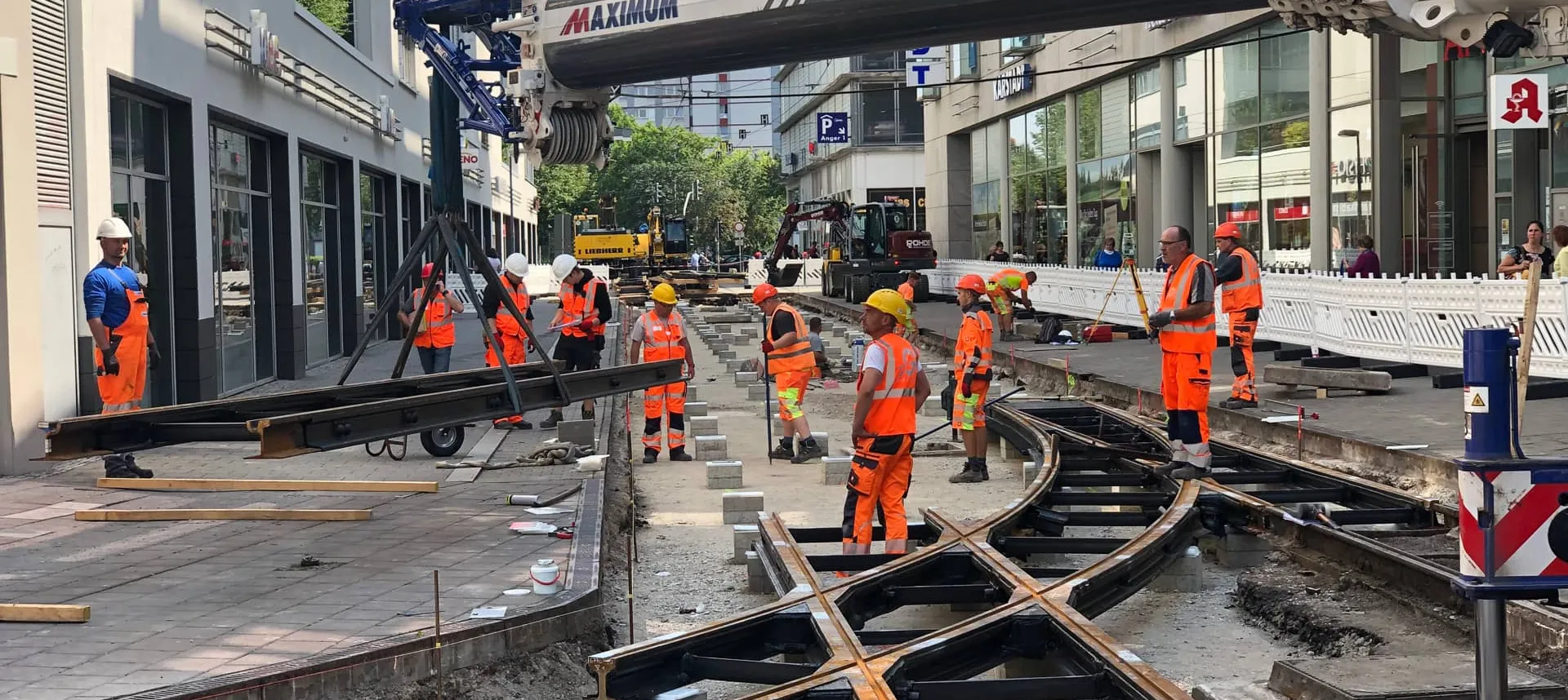 Schienenverlegung Anger Erfurt